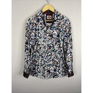 Jermyn & Bond XL Abstract Art Print Button Front Shirt 100% Cotton Flip Cuff